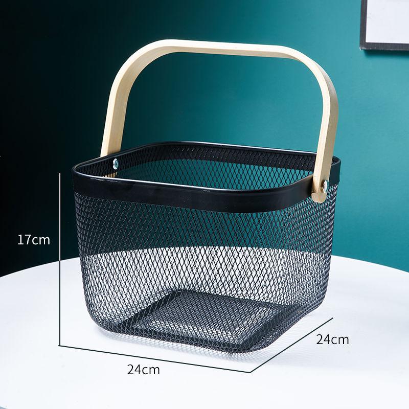 iron fruit basket with bamboo handle, view 5 - MRSLM