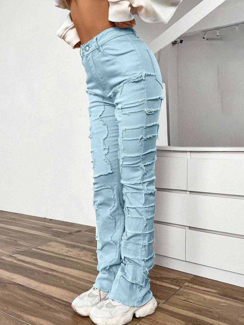 women's embroidered straight-leg jeans, view 8 - MRSLM
