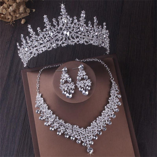 Crystal bridal jewelry set with choker, earrings and tiara - MRSLM