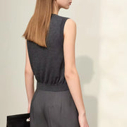 woolen vest v-neck knit top, view 7 - MRSLM