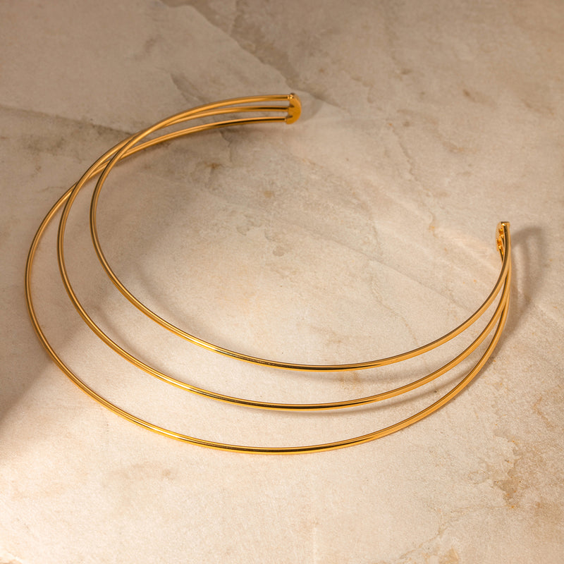 Gold three-layer necklace, view 3 - MRSLM