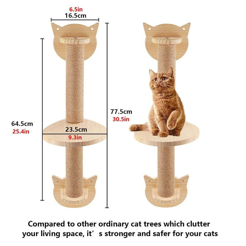 wall-mounted multi-level cat tree with hammock, view 8 - MRSLM