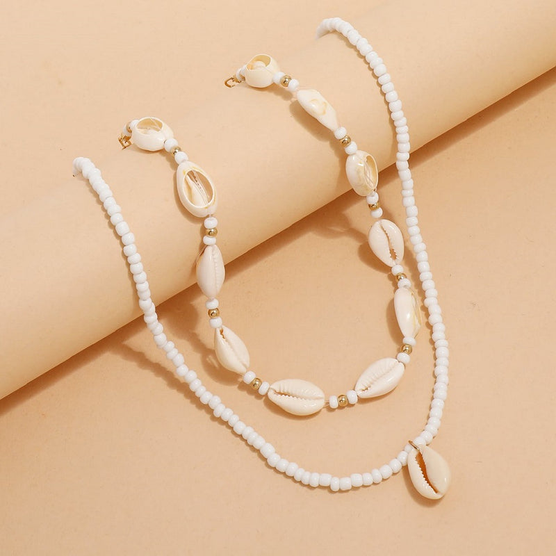 sea shell choker necklace set, view 6 - MRSLM