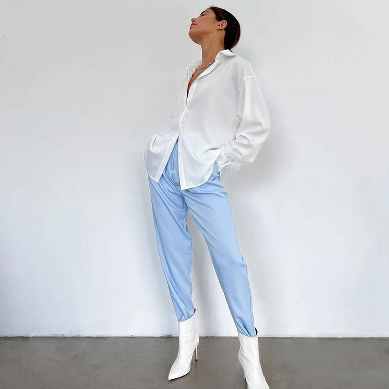 feather cuff blouse, view 9 - MRSLM