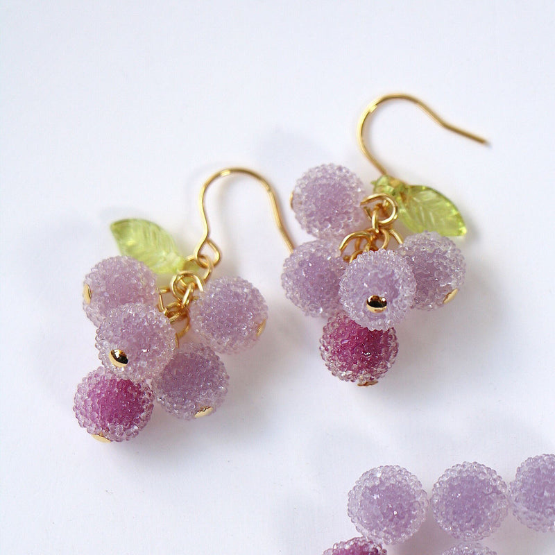 frosted grape fruit earrings, view 2 - MRSLM