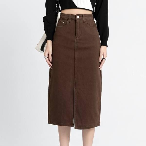 high waist denim pencil skirt - MRSLM