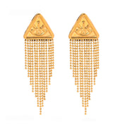 gold triangle drop earrings, view 2 - MRSLM