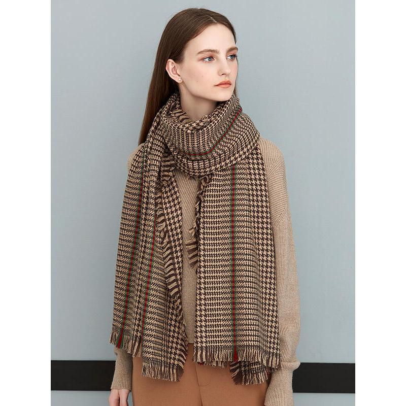oversized wool plaid scarf, view 9 - MRSLM