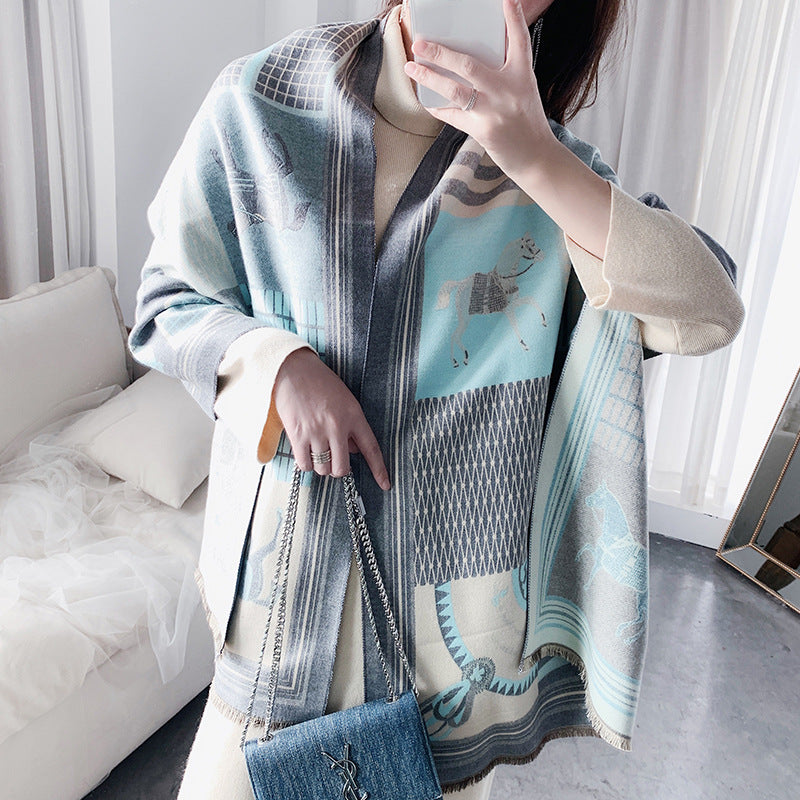 Women's tie-dye faux cashmere scarf, view 9 - MRSLM