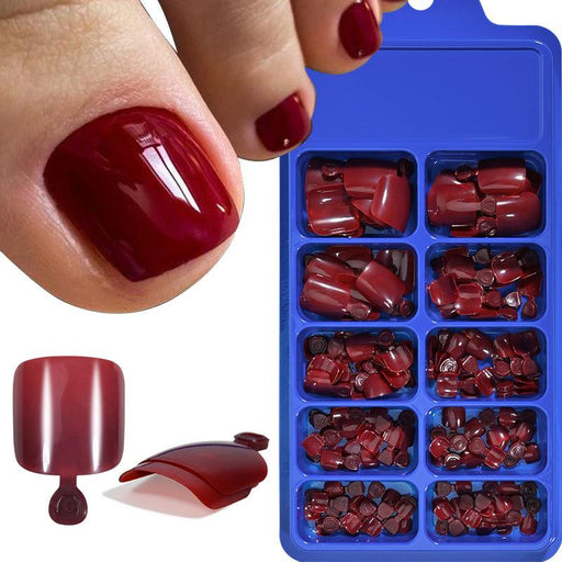 pink and red press-on toenails - MRSLM
