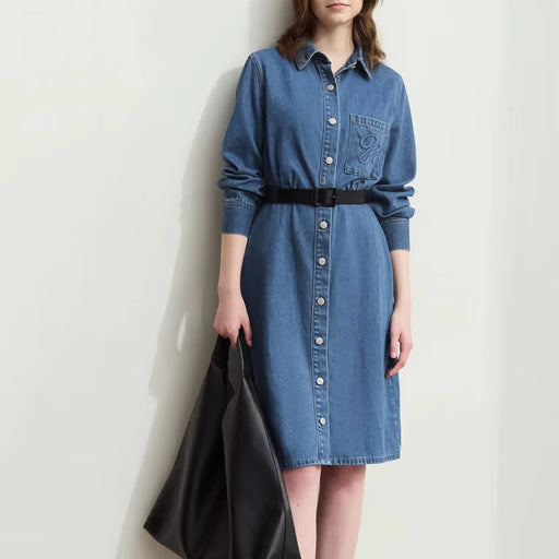 denim shirt dress with lapel collar - MRSLM