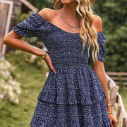 one shoulder floral mini dress, view 9 - MRSLM