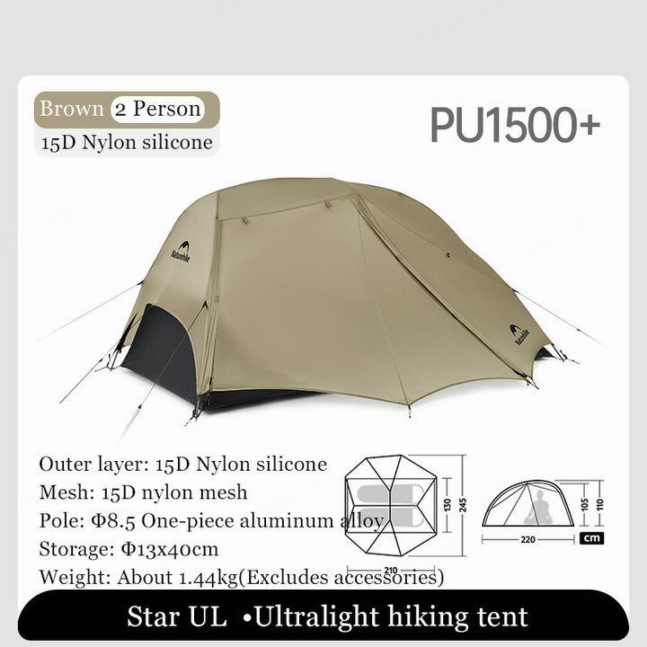 Ultralight 2-Person Silicone Fabric Camping Tent