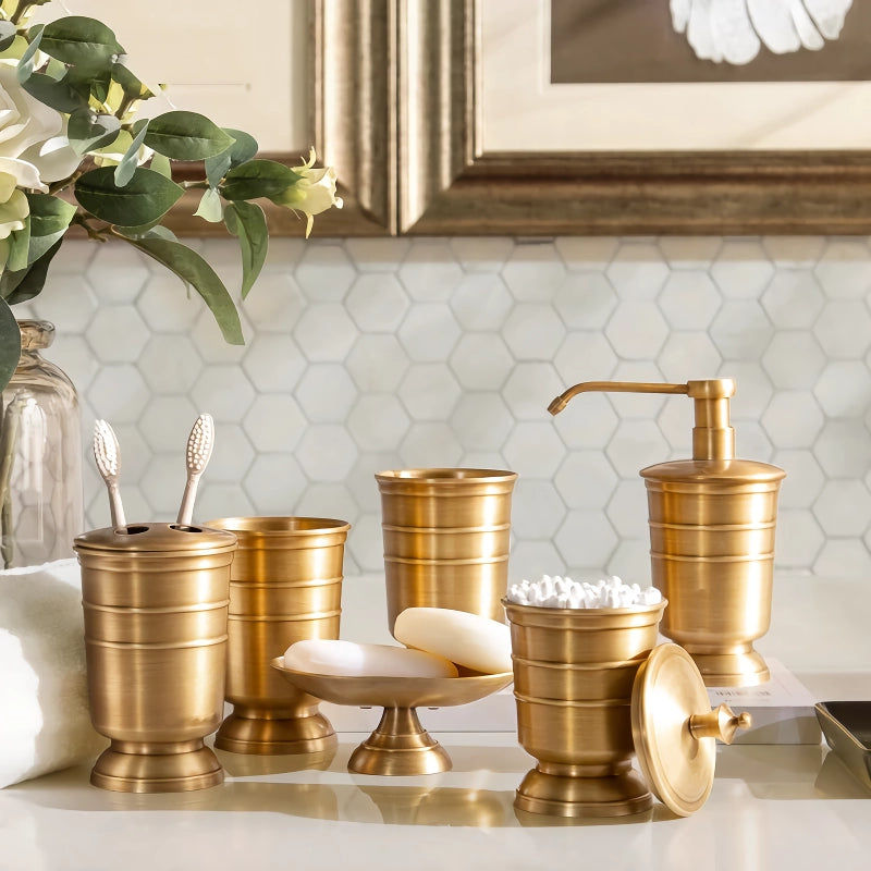 golden retro brushed brass bathroom set, view 7 - MRSLM