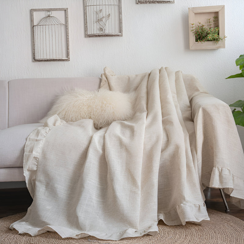 plain ruffled sofa cover, view 5 - MRSLM