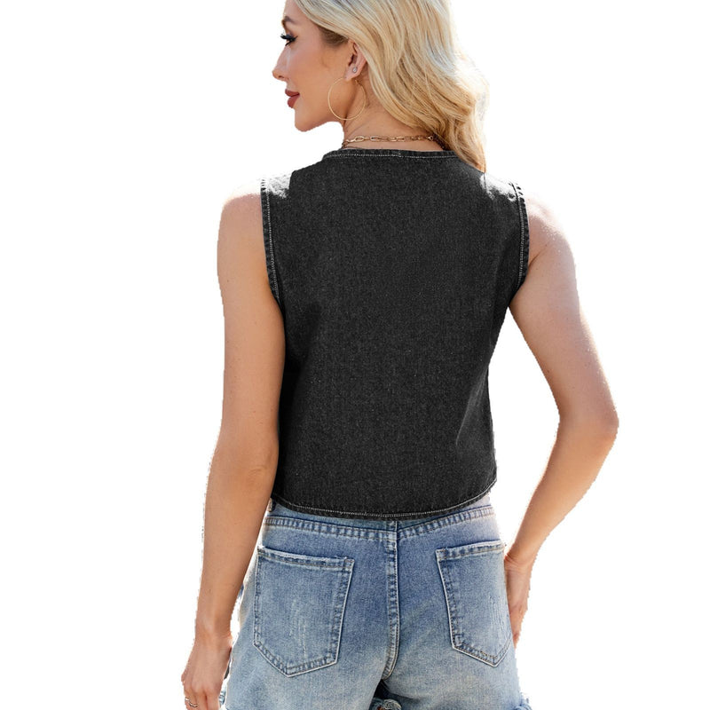 lace-up waistcoat vest top, view 5 - MRSLM