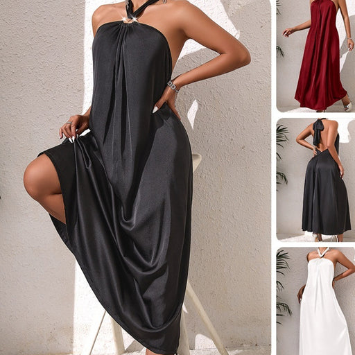 off-shoulder halter maxi dress - MRSLM