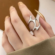 irregular hollow silver wide ring, view 3 - MRSLM