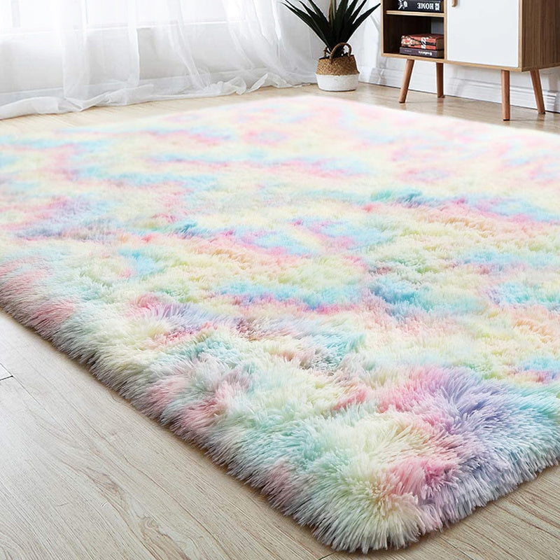 gradient tie-dye plush rug, view 2 - MRSLM