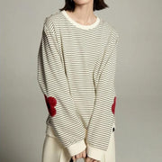 striped flower embroidery sweatshirt - MRSLM