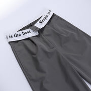 knitted high waist contrast color loose trousers, view 7 - MRSLM