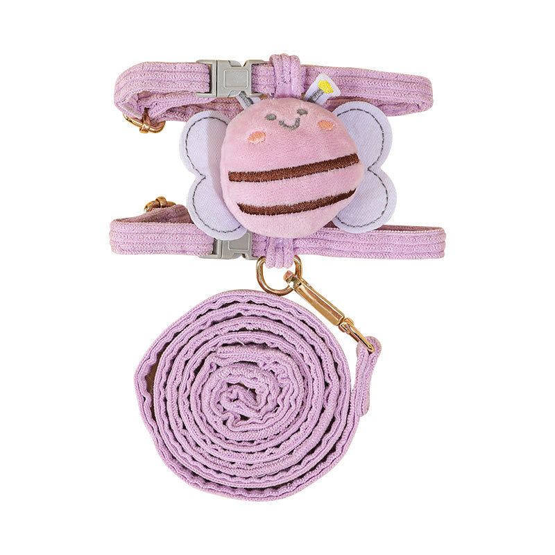 cartoon bee cat harness with leash, view 2 - MRSLM