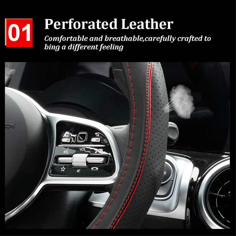 flat bottom D-shape steering wheel cover, view 5 - MRSLM