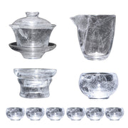 crystal floating flower glass tea set, view 2 - MRSLM