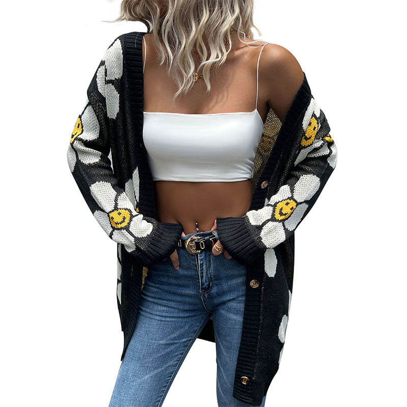 Fashion Flower Long Sleeve Sweater