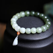 jadeite lotus bead bracelet, view 3 - MRSLM