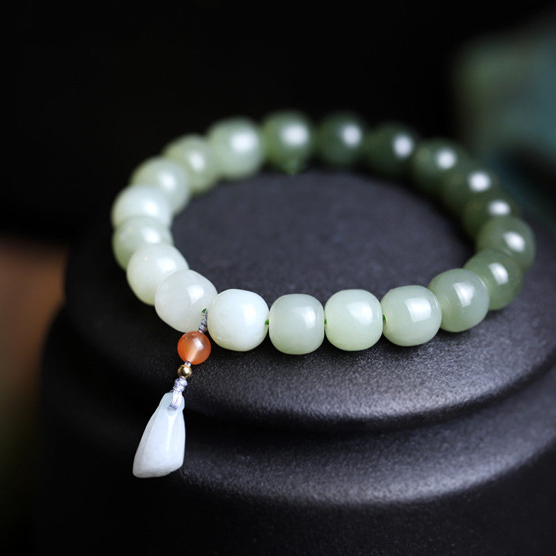 jadeite lotus bead bracelet, view 3 - MRSLM