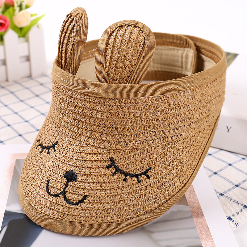 kids rabbit straw hat, view 3 - MRSLM