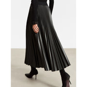 pleated A-line PU leather skirt, view 7 - MRSLM