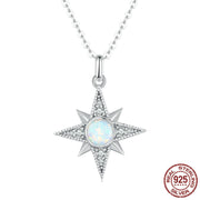 S925 silver star opal necklace, view 4 - MRSLM