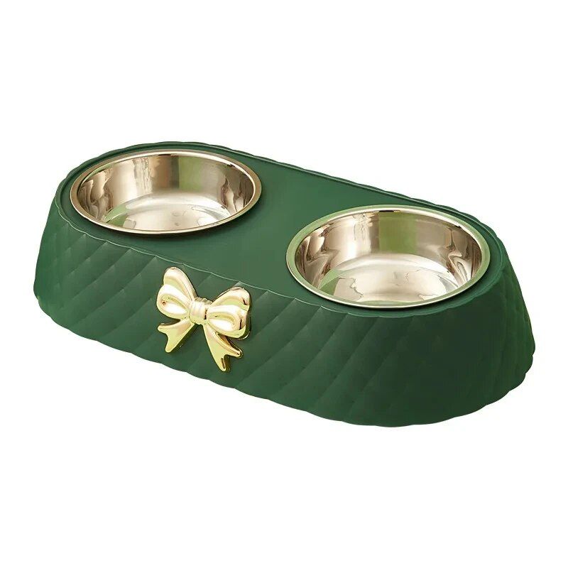 Bow-tie double pet bowl, view 3 - MRSLM