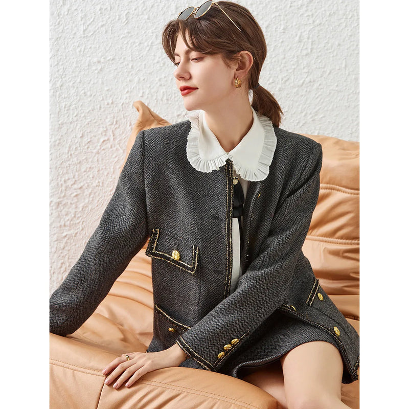 women's elegant long coat, view 2 - MRSLM