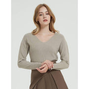 Slim-fit knitted V-neck sweater, view 5 - MRSLM