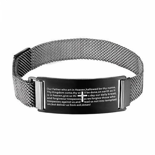 Christian cross magnetic cuff bracelet for men, view 2 - MRSLM
