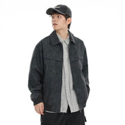 retro distressed PU leather coat, view 2 - MRSLM