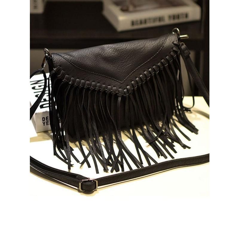 Vintage tassel fringe boho messenger bag, view 2 - MRSLM