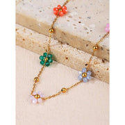 colorful flower beaded steel bracelet, view 3 - MRSLM