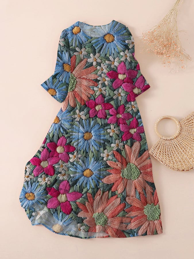 Round neck plus size long dress, view 14 - MRSLM
