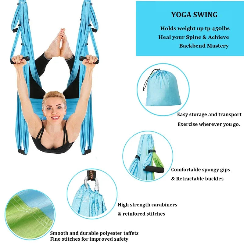 6-handle aerial yoga hammock swing, view 3 - MRSLM