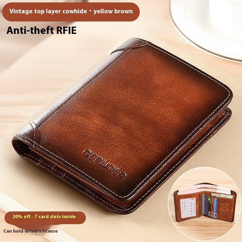 ultra-thin leather wallet, view 3 - MRSLM