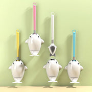 whale-themed silicone toilet brush with wall mount - MRSLM