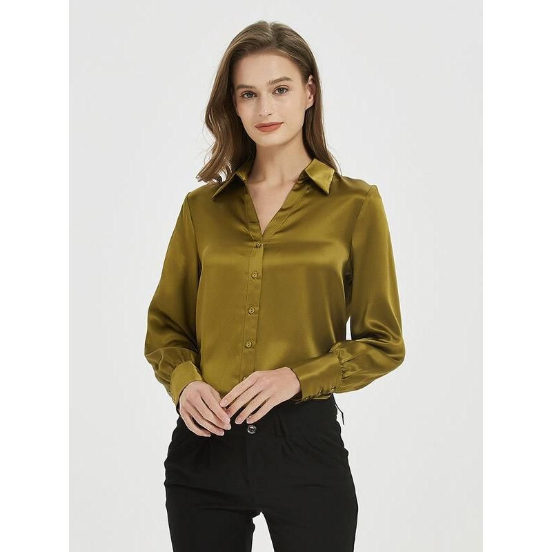 Chic Silk V-Neck Blouse for Women