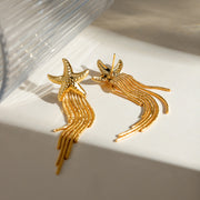 starfish tassel dangle earrings, view 7 - MRSLM