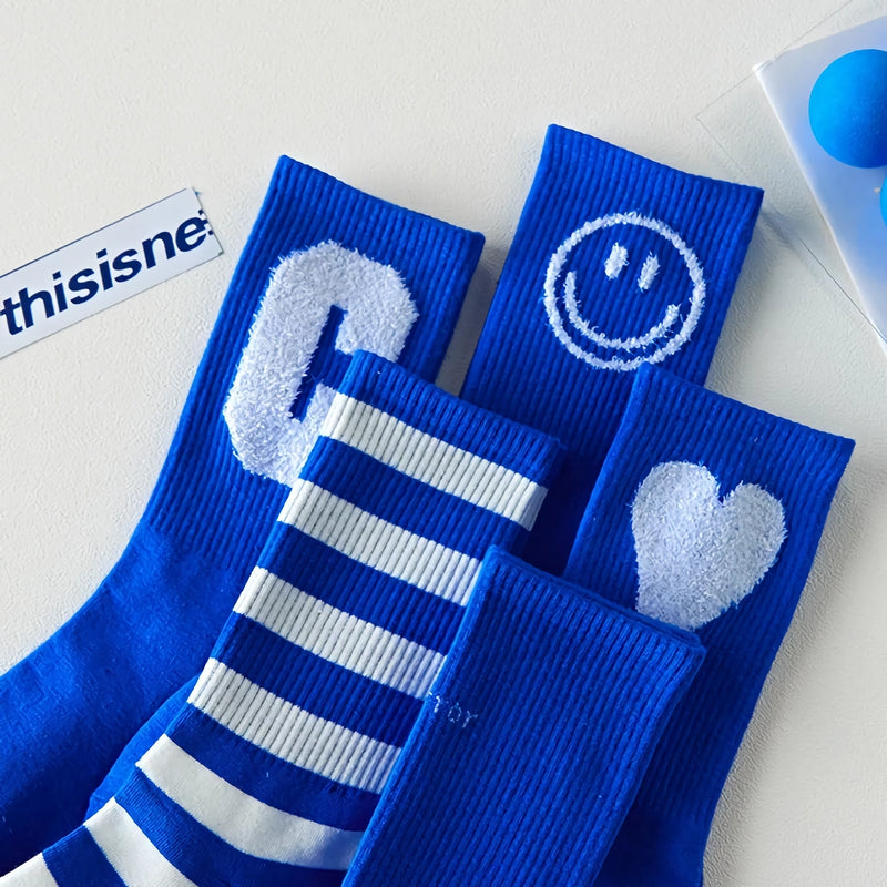 trendy cotton blue Harajuku socks, view 7 - MRSLM