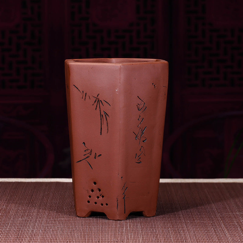 Purple sand hexagonal plant pot, view 3 - MRSLM
