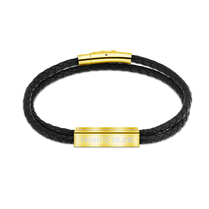 Black Multi-layer Leather Rope Letter Bracelet